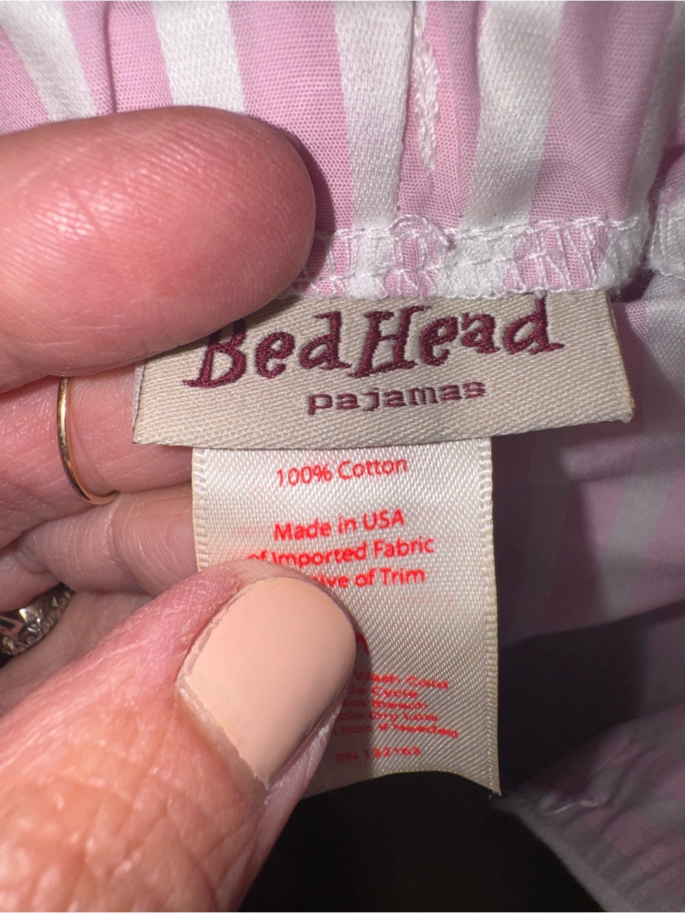 BedHead Pajamas Renee Claire Pink Stripe Cotton PJ Set M NWT Made USA - Picture 3 of 6